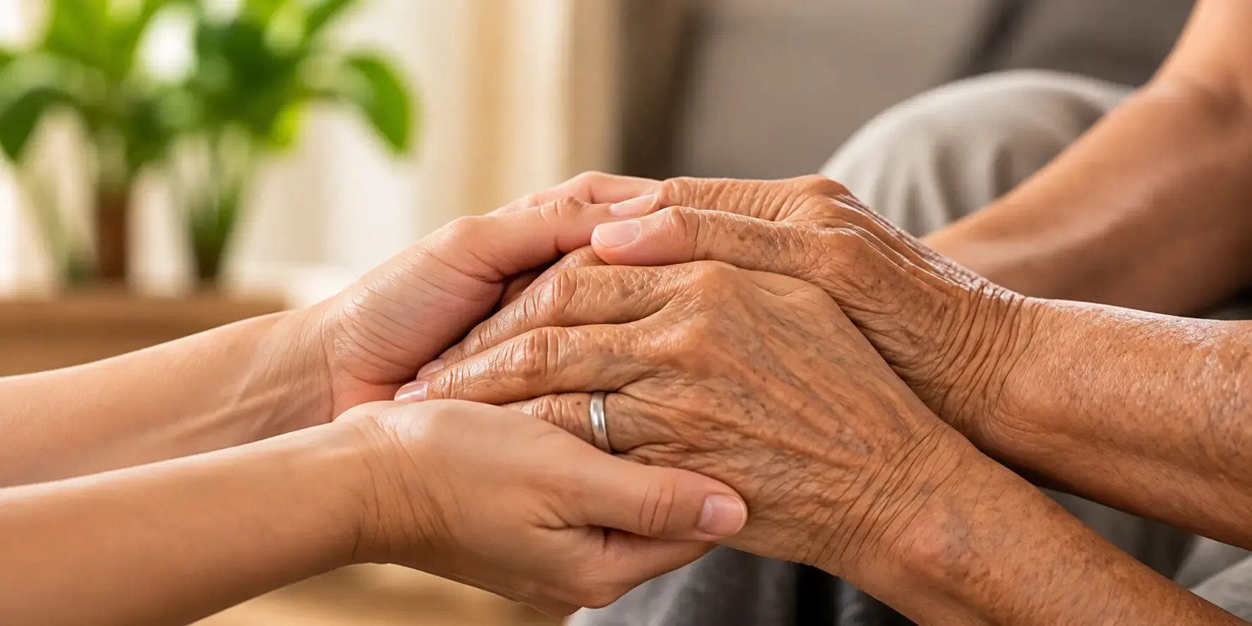 Hands holding each other in care and support